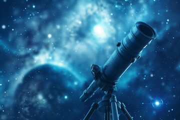 Looking up at the stars through a telescope.