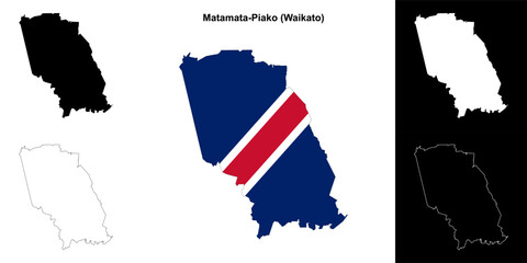Matamata-Piako blank outline map set