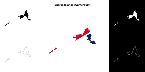 Snares Islands blank outline map set
