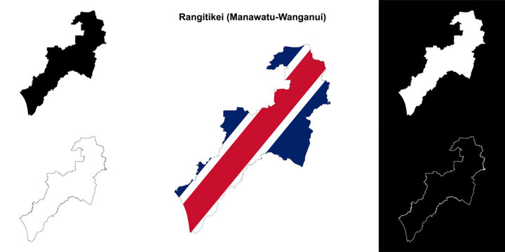 Rangitikei blank outline map set