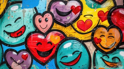 Obraz premium a row of heart-shaped graffiti