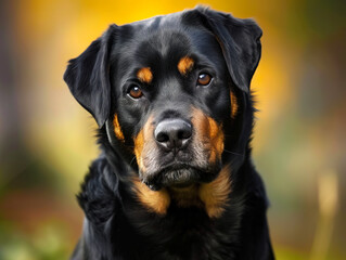 Obraz premium A black and tan dog with a brown nose.