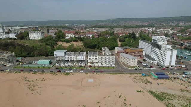 The drone aerial footage of Folkestone. Folkestone is a port town on the English Channel, in Kent, south-east England. 