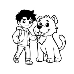 Cute vector illustration Boy for children colouring activity