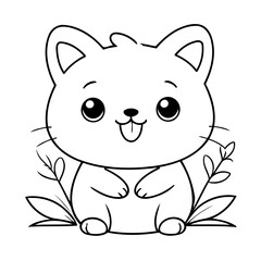 Simple vector illustration of Kawaii for kids coloring page