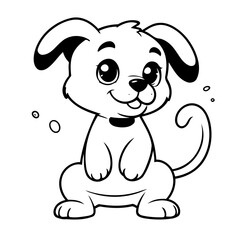 Vector illustration of a cute Puppy doodle for kids colouring page
