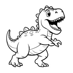 Obraz premium Simple vector illustration of Dino drawing for toddlers coloring activity