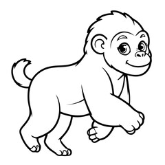Simple vector illustration of Gorilla drawing for children page