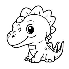 Vector illustration of a cute Dino drawing for kids page