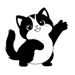 Simple vector illustration of Kitten for kids colouring worksheet