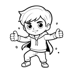 Cute vector illustration Boy for toddlers colouring page