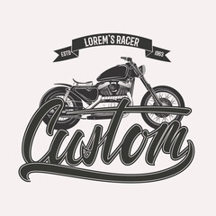 Vintage vector custom motorcycle racer stars logo isolated on white background