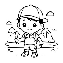 Vector illustration of a cute Tourist drawing for toddlers coloring activity