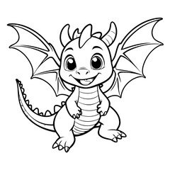 Simple vector illustration of Dragon doodle for toddlers worksheet