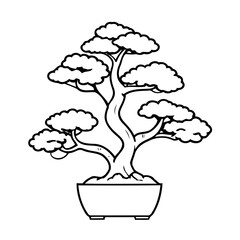 Cute vector illustration Bonsai hand drawn for toddlers