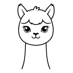 Cute vector illustration Alpaca hand drawn for kids page