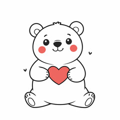 Vector illustration of a cute Bear drawing for colouring page