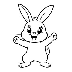 Cute vector illustration Rabbit doodle colouring activity for kids