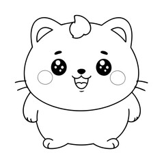 Vector illustration of a cute Kawaii doodle for kids colouring page