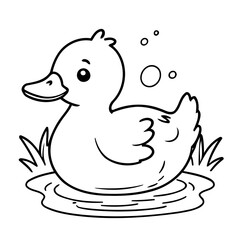 Simple vector illustration of Duck drawing for kids page