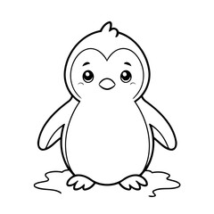 Vector illustration of a cute Penguin drawing for kids colouring page