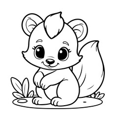 Vector illustration of a cute Skunk drawing for kids colouring activity