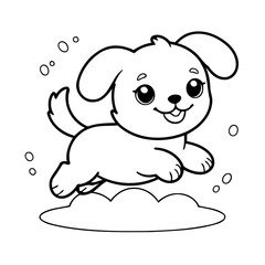 Cute vector illustration Maltese doodle black and white for kids page