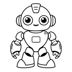 Simple vector illustration of Robot drawing for children page
