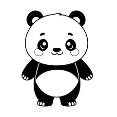Simple vector illustration of Panda doodle for toddlers worksheet