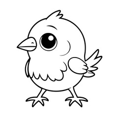Vector illustration of a cute Bird doodle for toddlers colouring page