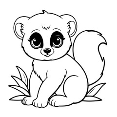 Cute vector illustration Lemur doodle for toddlers colouring page