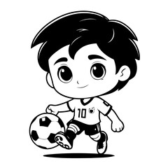 Vector illustration of a cute SoccerPlayer doodle for toddlers coloring activity