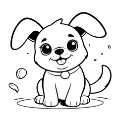 Vector illustration of a cute Puppy doodle for toddlers colouring page