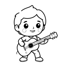 Cute vector illustration Guitarist for kids colouring worksheet