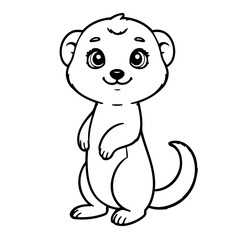 Vector illustration of a cute Meerkat drawing for toddlers coloring activity