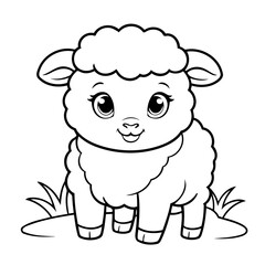 Vector illustration of a cute Sheep drawing for kids page
