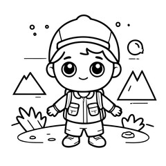 Cute vector illustration Tourist for kids coloring activity page