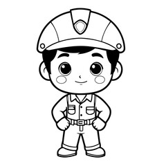 Vector illustration of a cute Foreman doodle for kids coloring worksheet