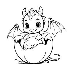 Cute vector illustration Dragon hand drawn for toddlers
