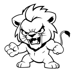 Cute vector illustration Lion hand drawn for kids coloring page