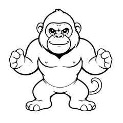 Cute vector illustration Gorilla doodle for toddlers coloring activity