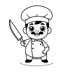 Simple vector illustration of Butcher hand drawn for kids page