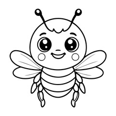 Simple vector illustration of Bee outline for colouring page