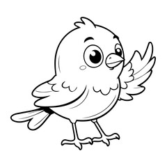 Simple vector illustration of Bird hand drawn for toddlers