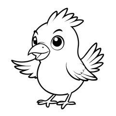 Vector illustration of a cute Bird doodle for toddlers worksheet