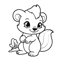 Cute vector illustration Skunk doodle black and white for kids page