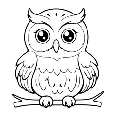 Vector illustration of a cute Owl drawing for children page