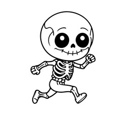 Vector illustration of a cute Skeleton doodle for toddlers coloring activity