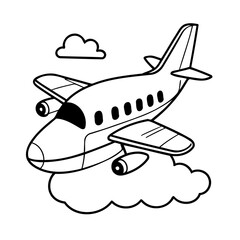 Vector illustration of a cute Plane drawing for kids page