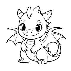 Simple vector illustration of Dragon drawing colouring activity